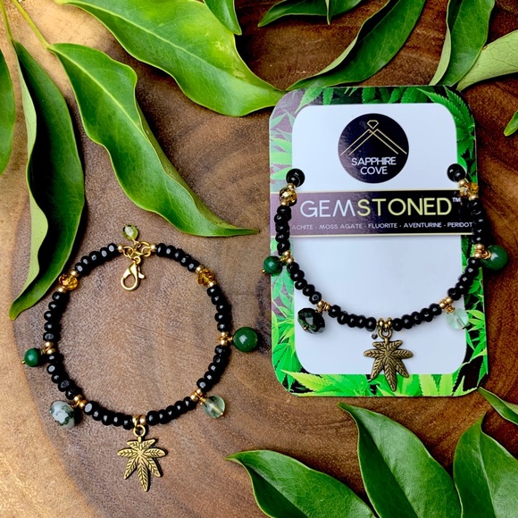 GEMSTONED™ Genuine Gemstone Peridot Fluorite Agate Hemp - Picture 5 of 5